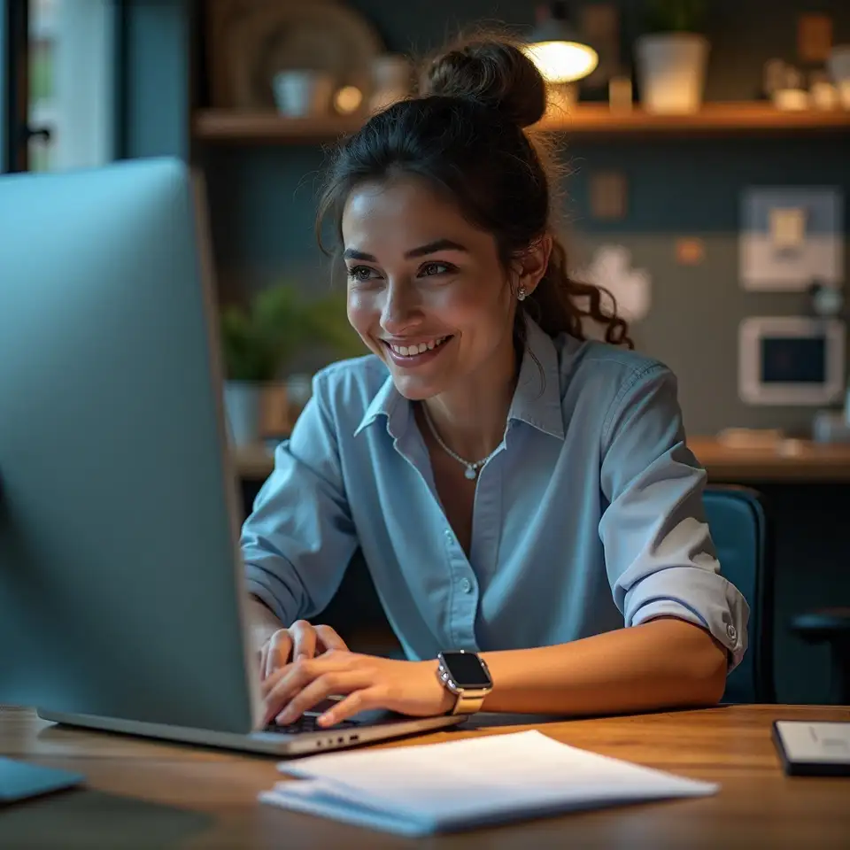 Empresário marcando checklist de exportação no computador