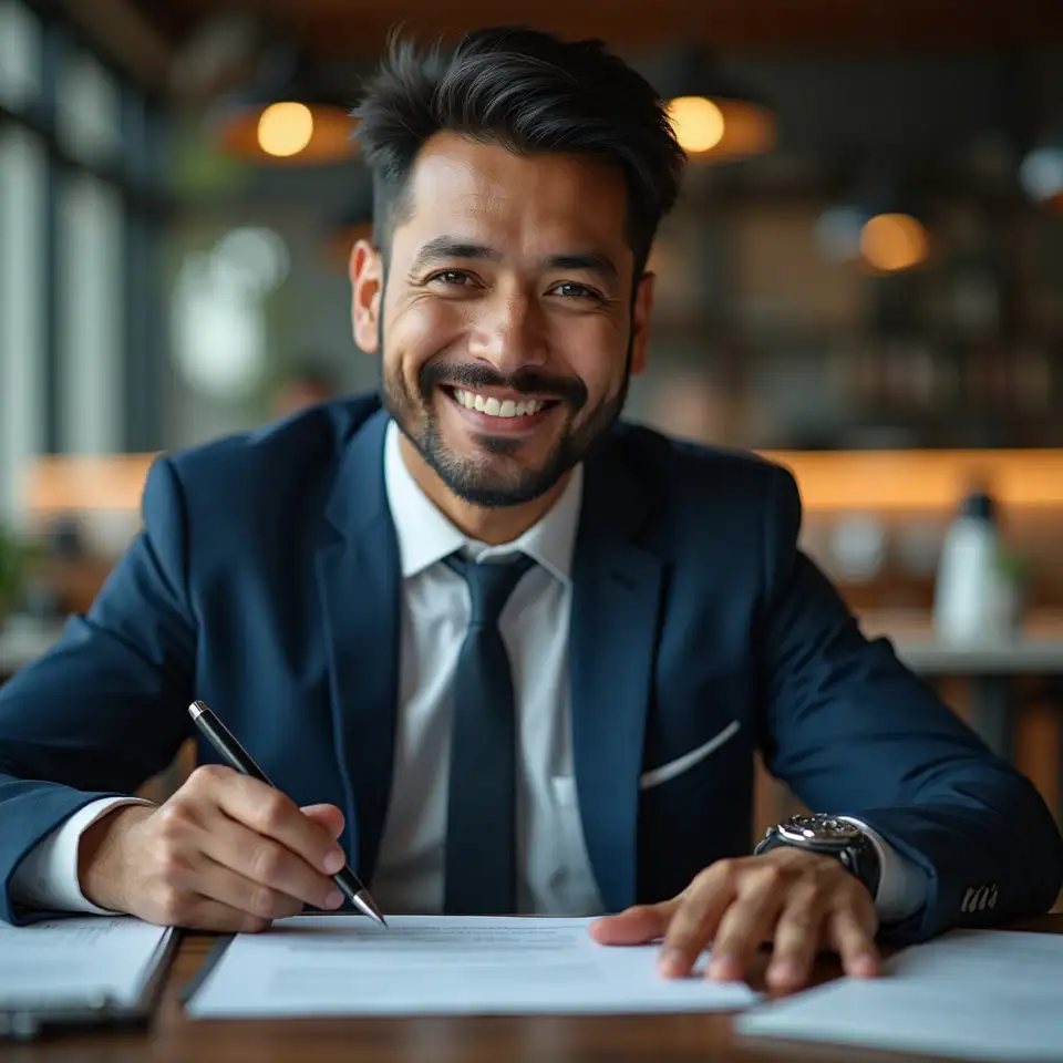 Aperto de mão entre empresários após fechar contrato